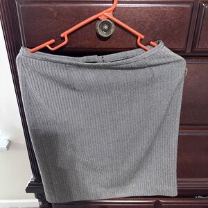 Ann Taylor Gray Midi Pencil Skirt with Ribbed Texture for Casual Work